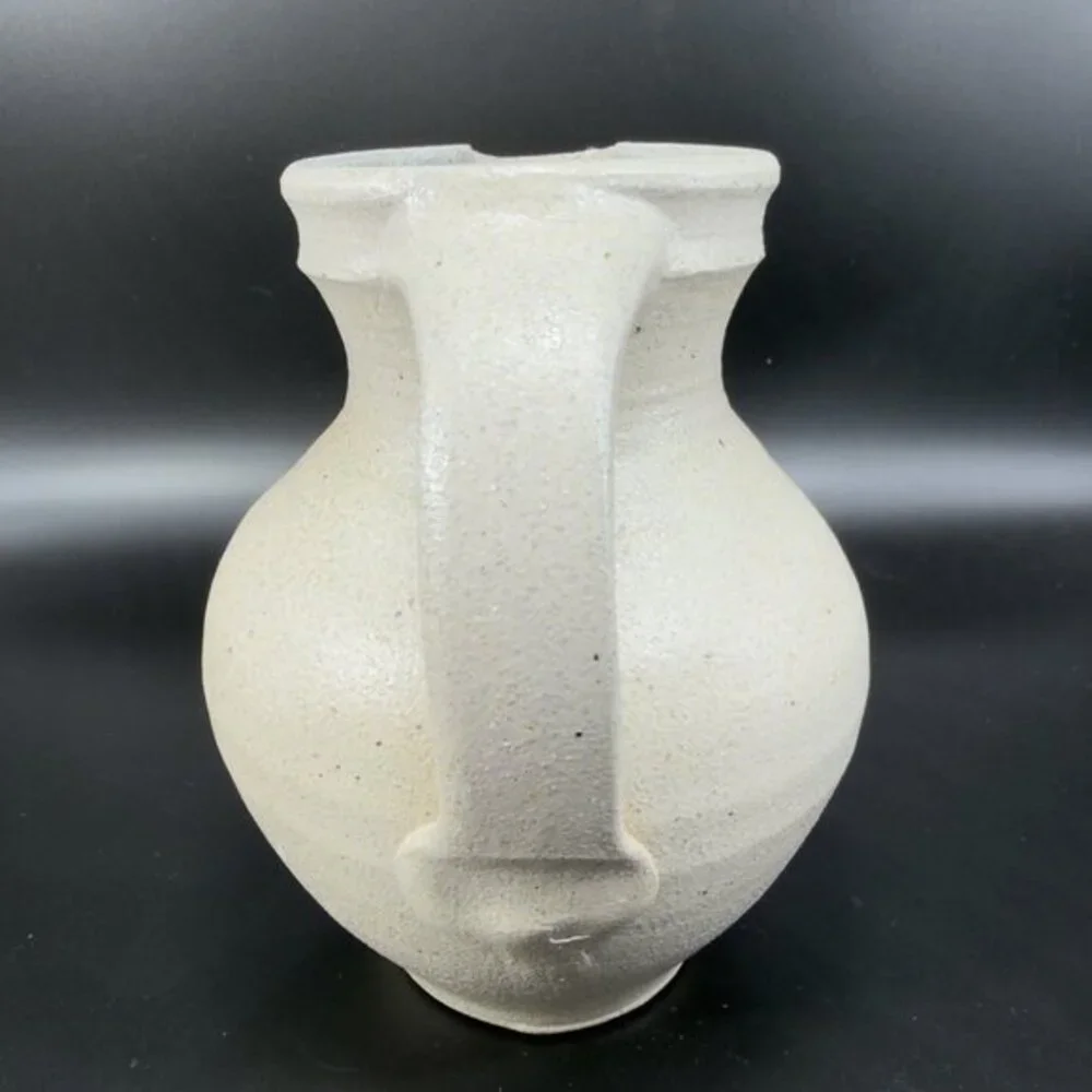 Kings Pottery‎ Seagrove NC Gray W Blue Inside Pitcher Carafe Jug Artist Marked